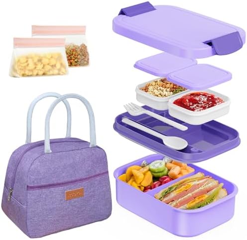 JBGOYON Bento Box and Lunch Bag Set, Purple