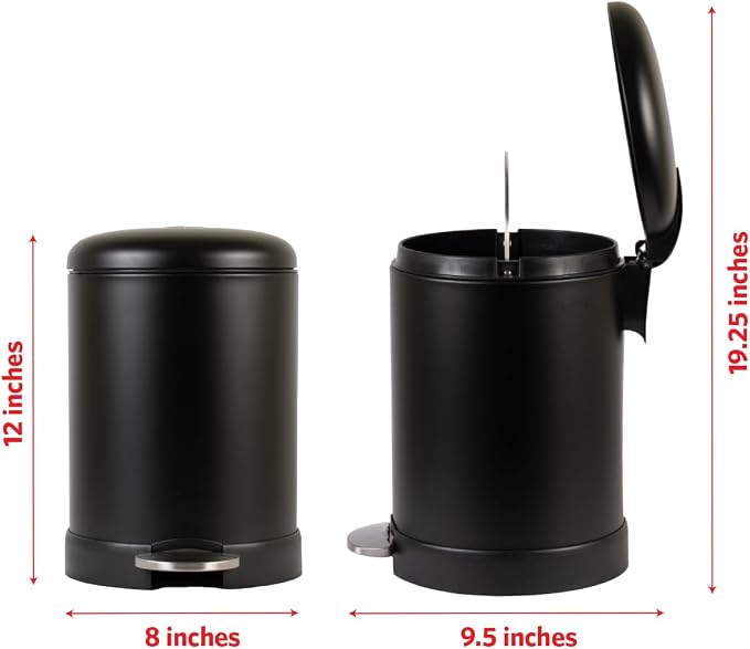 Glad Small Trash Can, 1.2 Gallon | Round Stainless Steel Garbage Bin - Image 2
