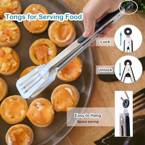 Kitchen Tongs for Cooking, Set of 4, 9 inch and 12 inch