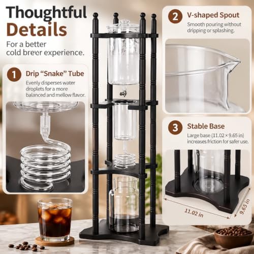 Cold Brew Coffee Maker, 2500ml Glass Drip Tower