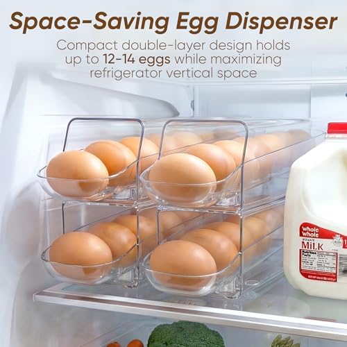 theaoo Auto-Rolling Egg Holder for Fridge, 1 Pack