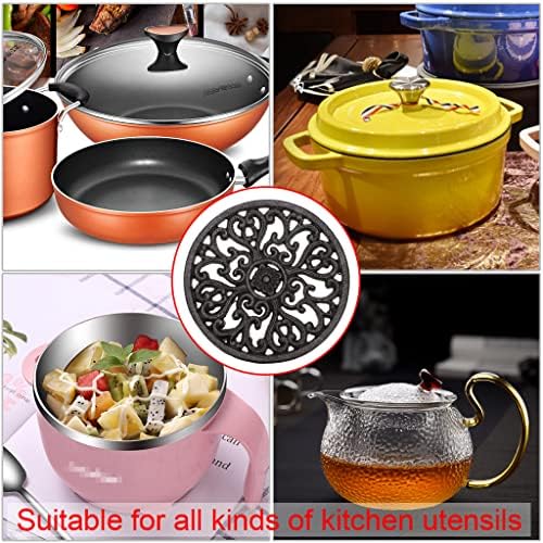 Sumnacon 1Pcs Round Cast Iron Trivet - 6.7 Inch Heat Resistant Iron
