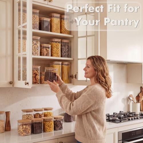 6-Pack 1.2Qt Rectangle Glass Storage Jars with Bamboo Lids