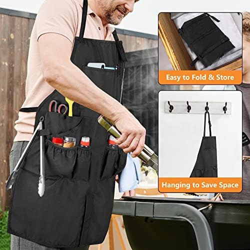 HODRANT Large BBQ Grilling Apron for Men with Pockets & Slit Hem