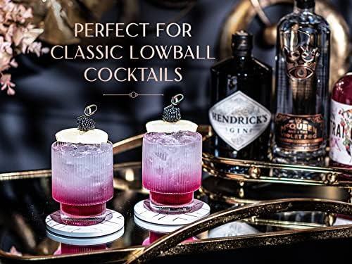 GLASSIQUE CADEAU Vintage Art Deco Ribbed Lowball Cocktail Glasses