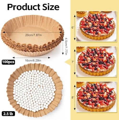 1 Pack 2.5 lb Pie Weights 100pcs Parchment Paper Liners, Pie Baking