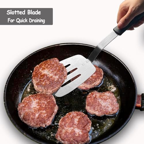 Stainless Steel Spatula, Slotted Metal Turner for Kitchen