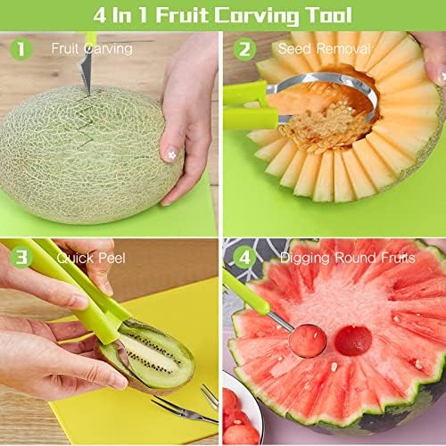 14 Pack Melon Baller Scoop Set - 4 in 1 Stainless Steel Fruit Tool Set