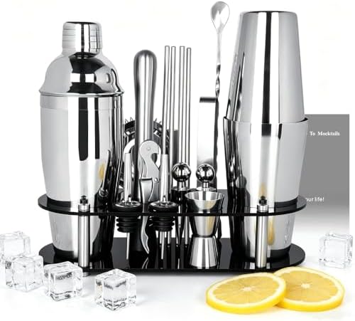 17Pcs Cocktail Shaker Set 750ml, 750/600ml Bartending Kit 25oz