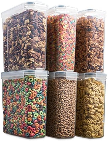 6 Pack Airtight Cereal Food Storage Containers, 135.5 Oz