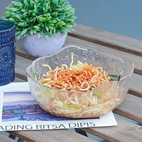 Glass Salad Bowl Set of 3 Phnom Penh Mixing Bowls Irregular Shape