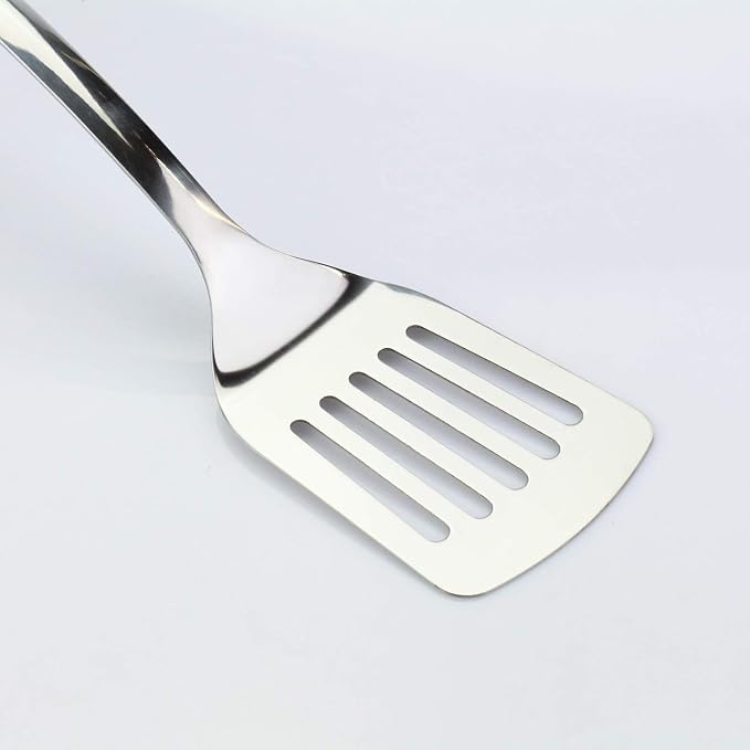Stainless Steel Spatulas Set, 2 Pack Heavy Duty Solid & Slotted Turner - Image 5