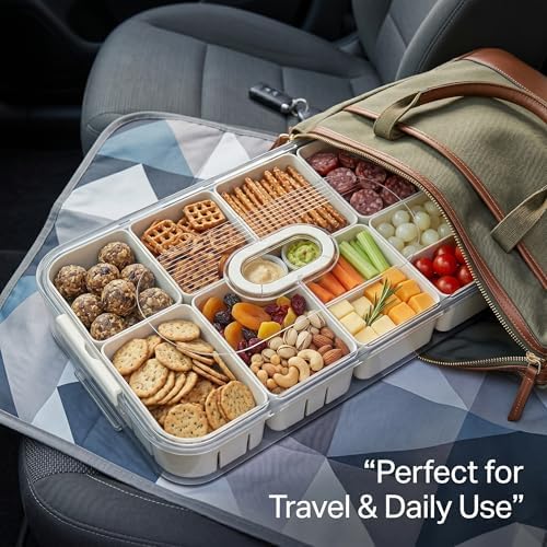 Snackle Box Container with Lid – 6 Compartment Rectangular Divided