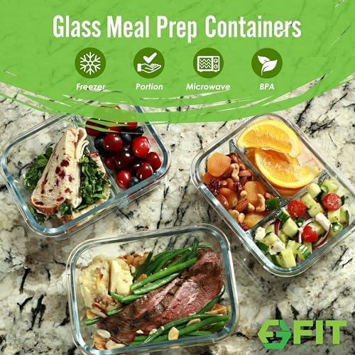 Glass Meal Prep Containers 35 oz & Glass Water Bottle Time Marker 32oz