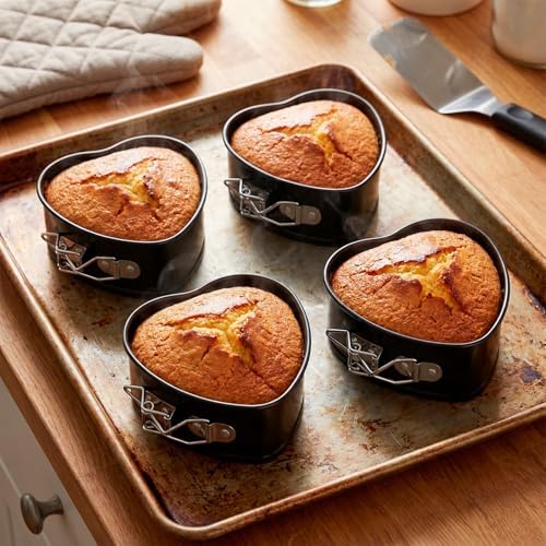QWORK Springform Cake Pan Set - 4 Pack 4-Inch Non-Stick Leakproof