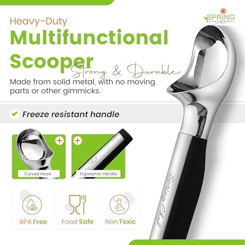 Spring Chef Heavy Duty Metal Ice Cream Scoop with Soft Grip Handle