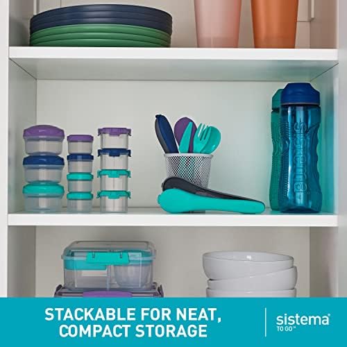 Sistema 4-Piece Salad Dressing and Condiment Containers with Lids for