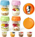16oz Overnight Oats Containers with Lids & Folding Spoons, 4 Pack