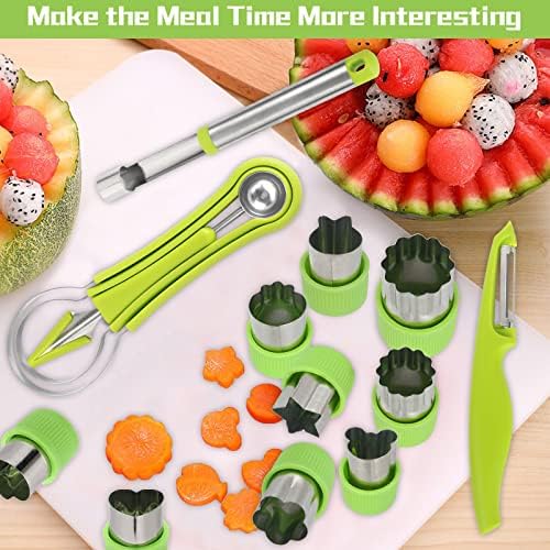 14 Pack Melon Baller Scoop Set - 4 in 1 Stainless Steel Fruit Tool Set