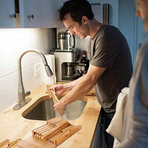 NIUXX Bamboo In-Drawer Knife Block for 16 Knives