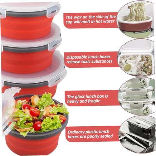 4Pcs Collapsible Bowls 5/6/7/8 Inch Round Silicone Collapsible Bowls