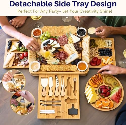 Charcuterie Boards Set – Large Bamboo Cheese Board & Platter with Charcuterie Accessories, Housewarming Gifts for New Home, Christmas, Bridal Shower, New House Gift