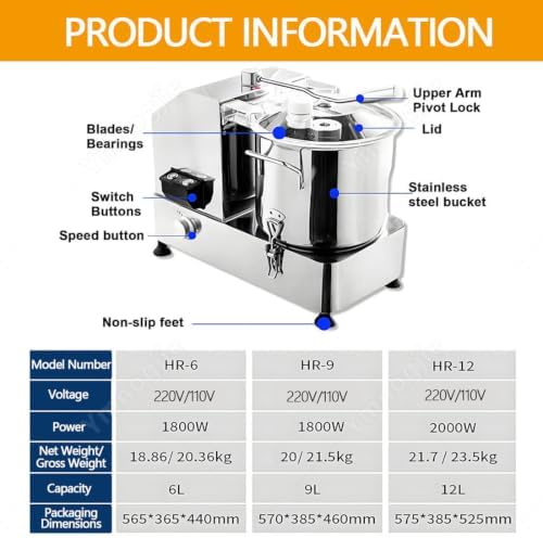 Commercial Food Processor,1800/2000W Electric Vegetable Cutter 6L