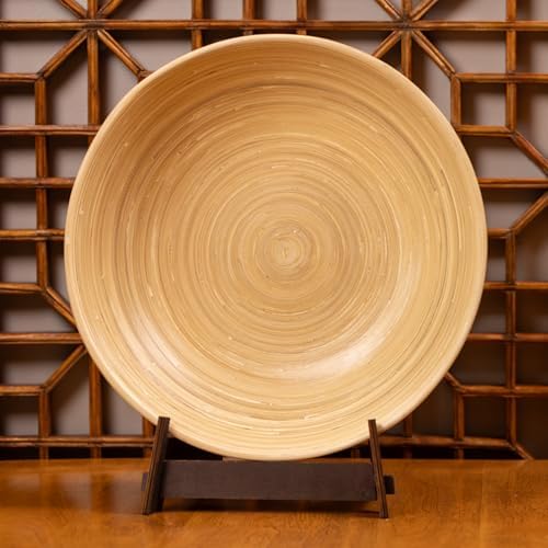 LEXA 14" Handmade Bamboo Salad Bowl – 130 oz Large Wooden Fruit Bowl
