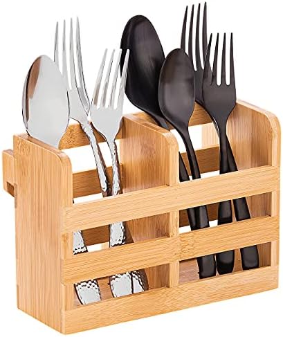 Bambüsi Bamboo Utensil Holder, Countertop Silverware Caddy
