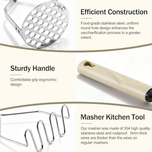 Potato Masher Stainless Steel, 2pcs Heavy Duty Mashed Potato Mashers