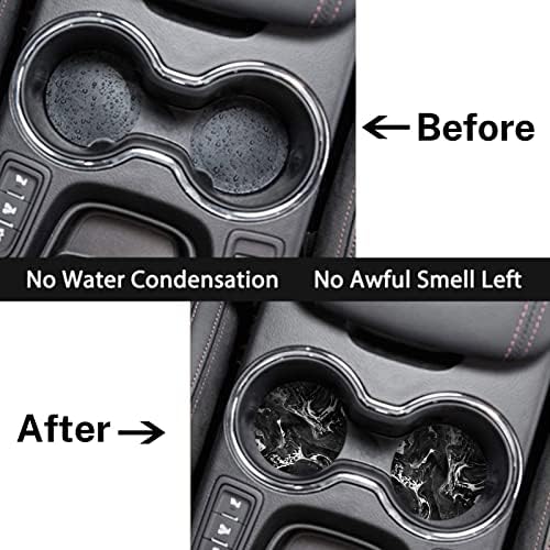 Britimes Car Coasters for Drinks, 2 Pack Ceramic Stone 2.56" Black