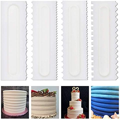 Mwellewm 4 Pcs/set Cake Scraper Decorating Plastic Sawtooth Comb