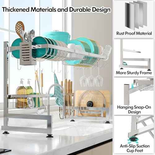 MAJALiS 2 Tier Extra Large Stainless Steel Over The Sink Dish Drying Rack