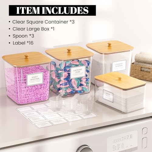 HomePekite Laundry Pods Storage Container, Clear Acrylic, 3+1 Pack