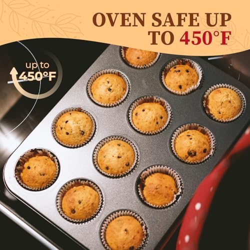 CARTMAN 2-Pack 12-Cup Muffin Pan Set, Carbon Steel Nonstick Cupcake