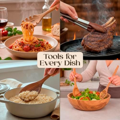 SANJH 8-Piece Teak Wooden Cooking Utensil Set