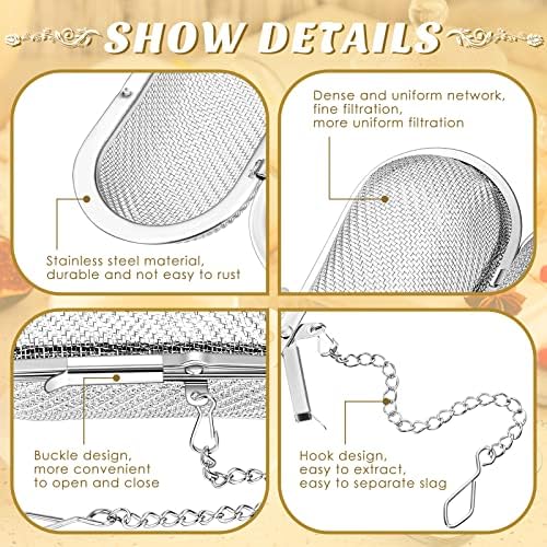 Hoolerry 3 Pcs Large Tea Ball Infusers, Loose Leaf Tea Strainers