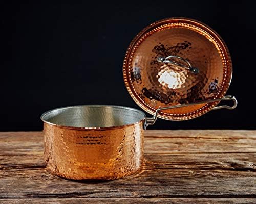 Sertodo Copper Sauce Pan with Lid | 2.5 Qt, 8 in Diameter x 4 in Deep