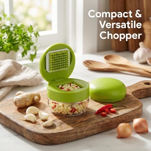 2 Sets 3-in-1 Mini Garlic Press Set, Silicone Peeler
