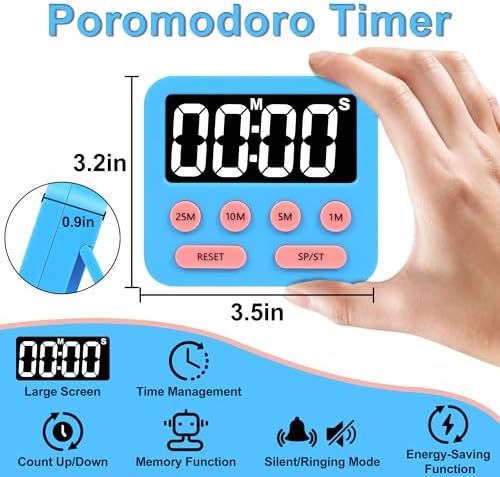 Pomodoro Digital Productivity Timer, 2 Pack, Blue