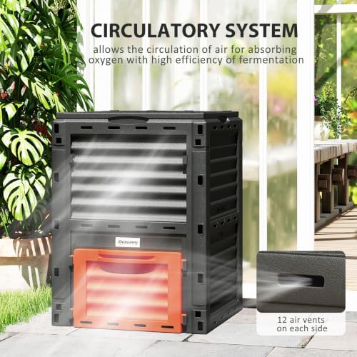 Outsunny Garden Compost Bin, 80 Gallon, Orange