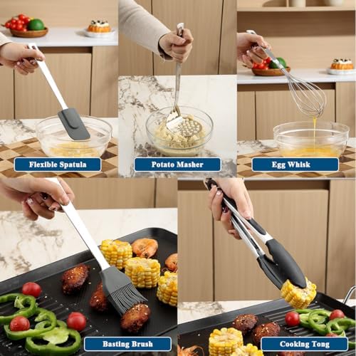 Kitchen Cooking Utensils Set 26 Pieces, Stainless Steel Heavy Duty