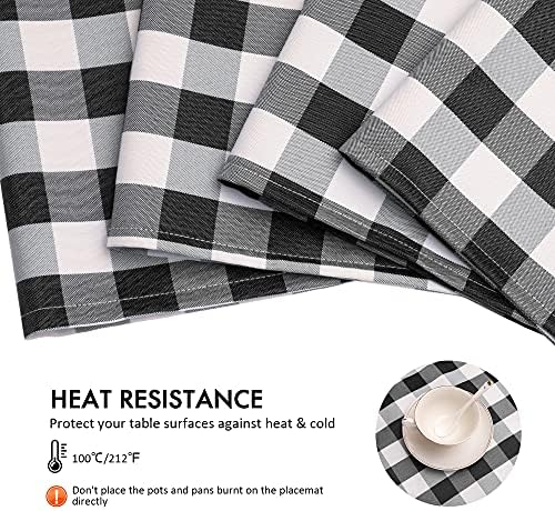 18"x13" Plaid Checkered Placemats,Black & White Checker