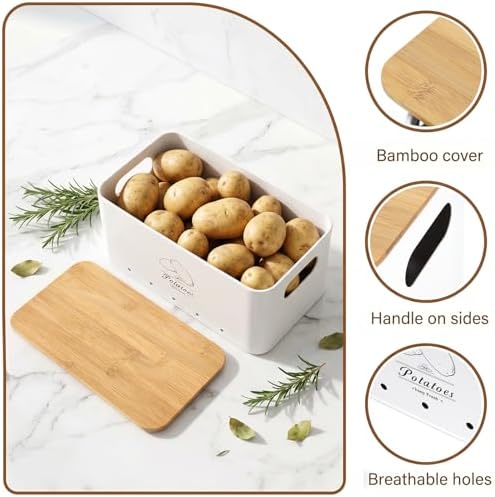 Kitchen Vegetable Storage Tins Set of 3, Potato Storage Bins