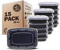 Freshware Meal Prep Containers [15 Pack] 1 Compartment Food Storage