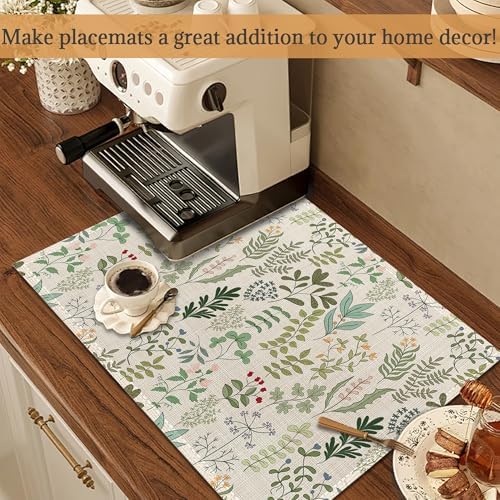 Vintage Leaves and Plants Botanical Placemats Set of 6 Place Mats for