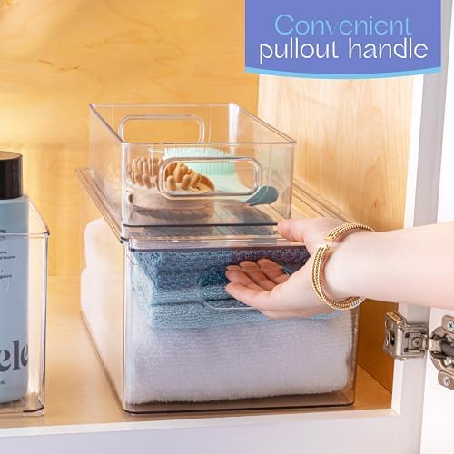 primebox Clear Stackable Storage Bins with Lids, 2 Pack