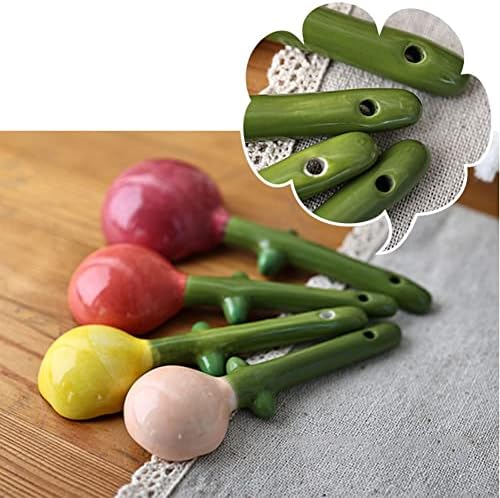 Flower Measuring Spoons Set in Pot Unique Baking Gifts Ceramic Cute