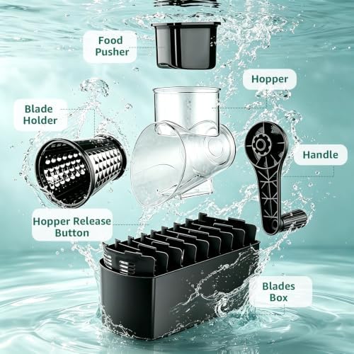 5-Blade Hand Crank Rotary Cheese Grater with Storage Box