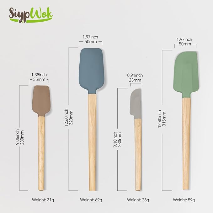 Silicone Spatula Set, Food Grade Rubber Spatula-4 Piece Nonstick Rubber Spatulas - Image 7